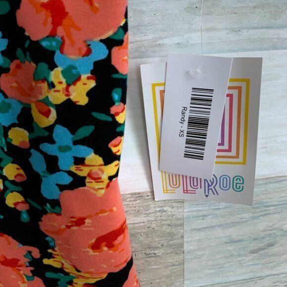 LuLaRoe Randy Baseball Tee Gray Pink Floral Print Womens XS - Picture 5 of 5